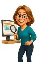 illustration avec une mascotte qui audite un site internet