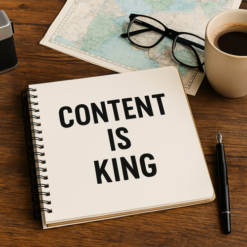 seo-contenu Illustration "content is king", le contenu est roi pour montrer l'importance du contenu en seo